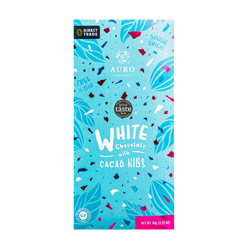 Auro Chocolate - 32% White Chocolate with Cacao Nibs Bar 60g