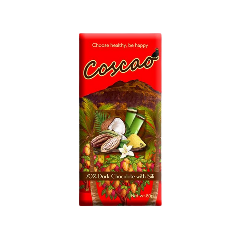 Coscao Chocolate - 70% Dark Chocolate with Sili Bar 80g